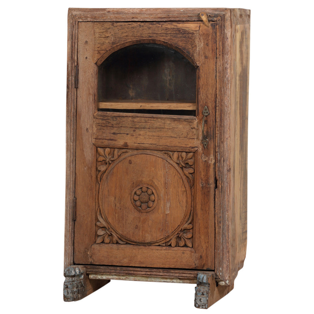 Wooden Sunburst Carved Cabinet