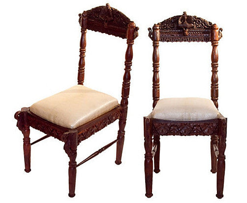 Anglo Indian Peacock Chairs, Pair