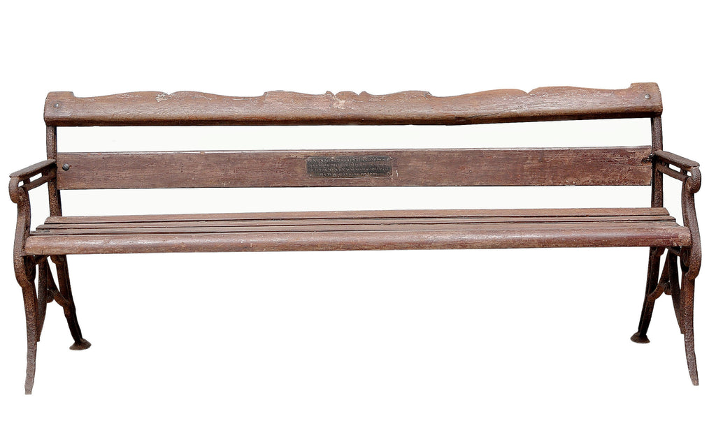 Antique Teak Cast Iron Bench