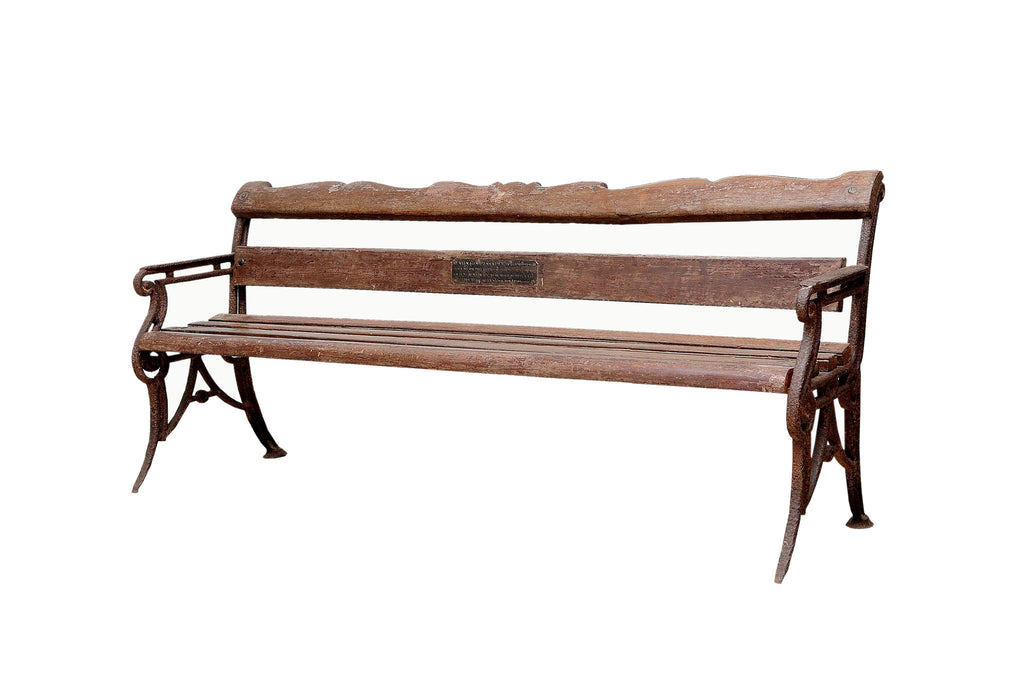 Antique Teak Cast Iron Bench