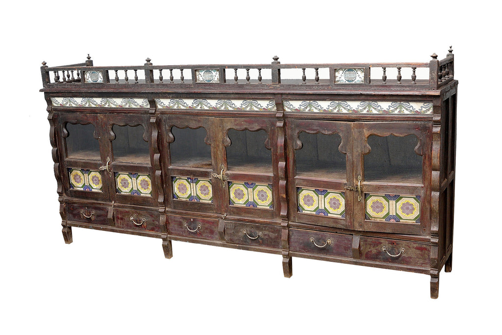 Rare British Colonial Tile Sideboard