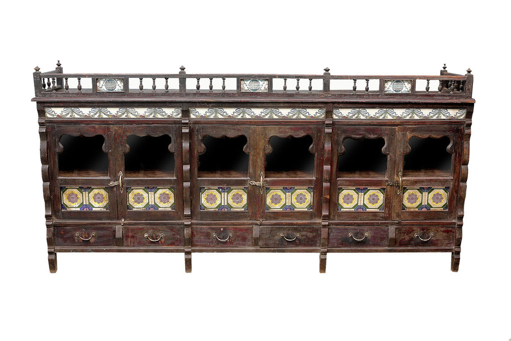 Rare British Colonial Tile Sideboard