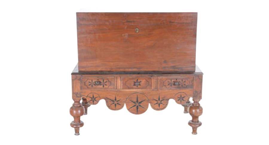 19th Century Dutch Colonial Trunk On Stand