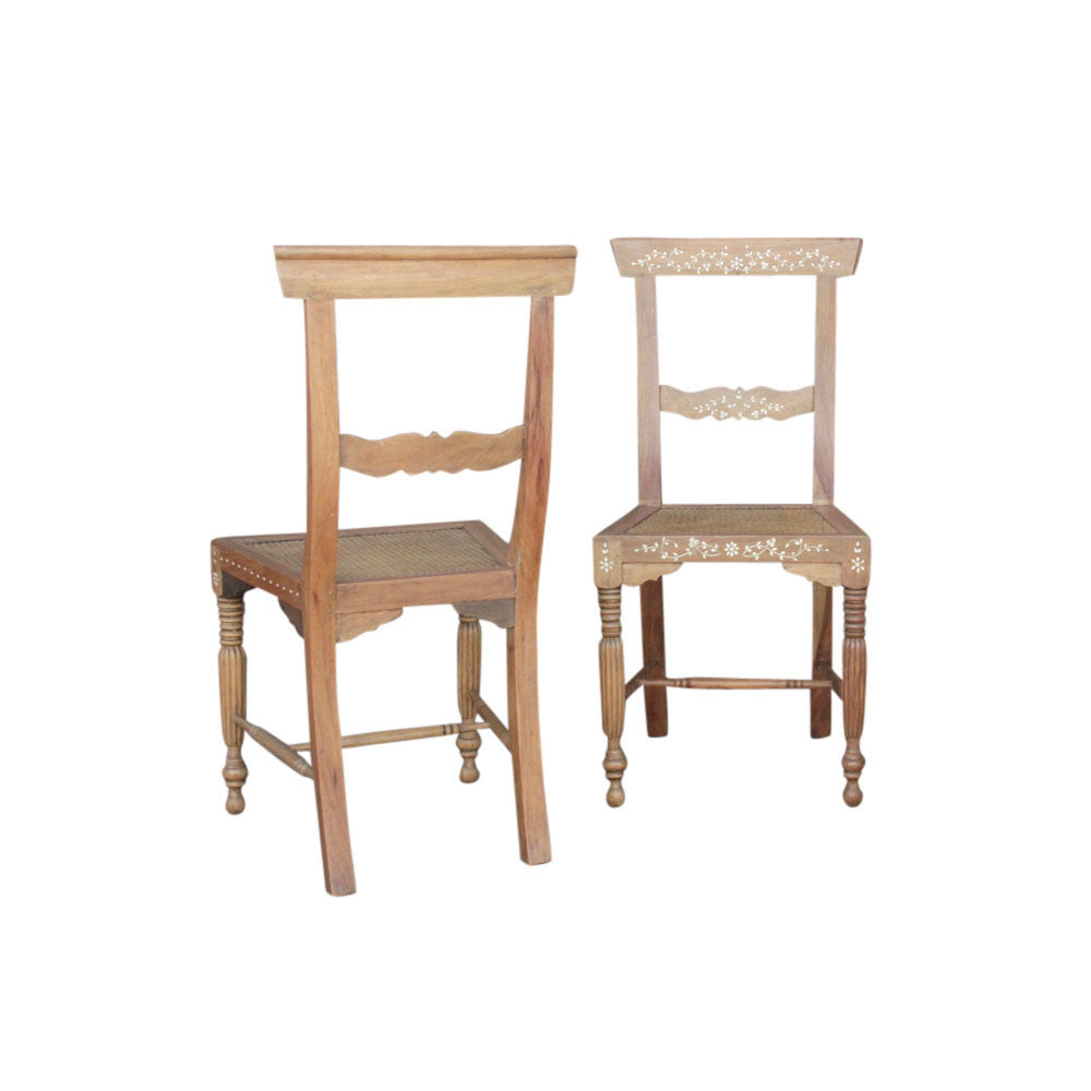 Indo-Persian Bone Inlay Chairs, Pair