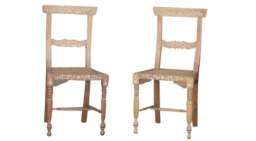 Indo-Persian Bone Inlay Chairs, Pair