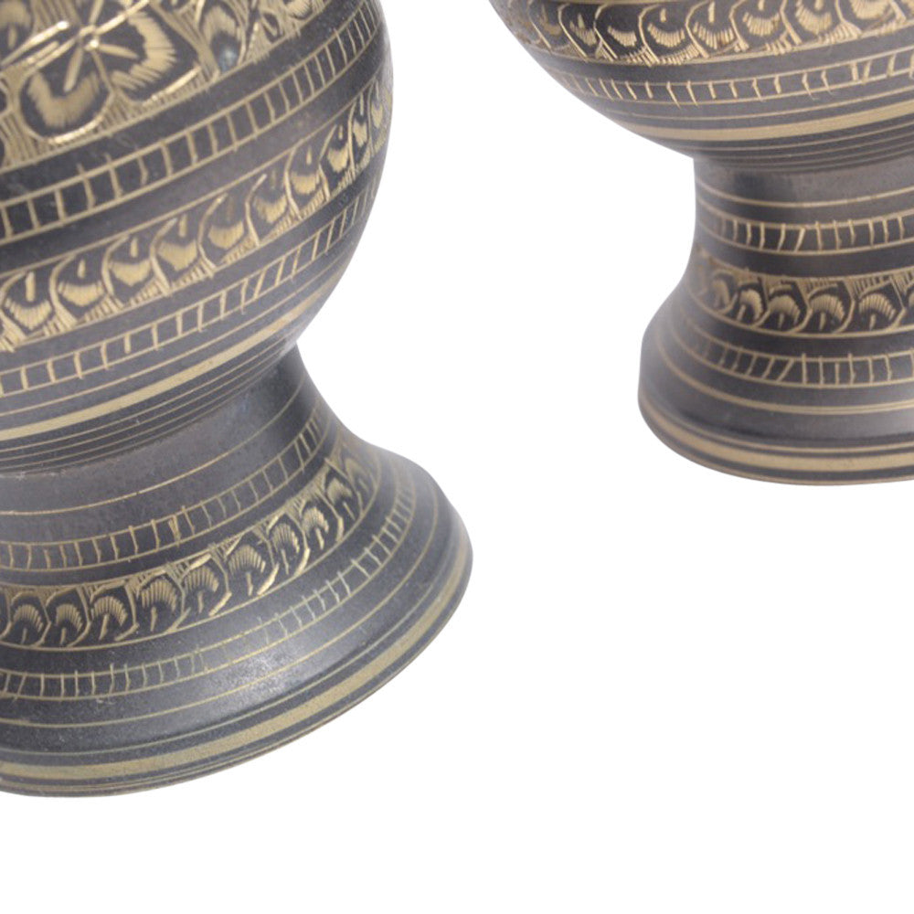 Pair Of Brass Etched Vases