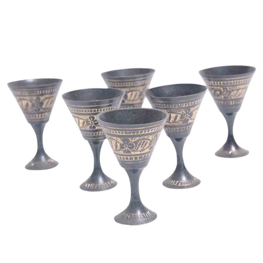 Indo Persian Brass Etched Wine Set