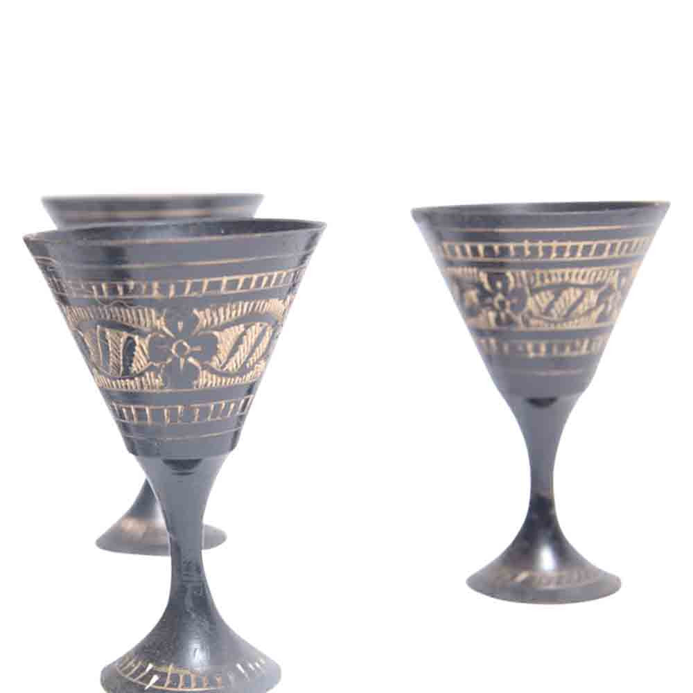 Indo Persian Brass Etched Wine Set