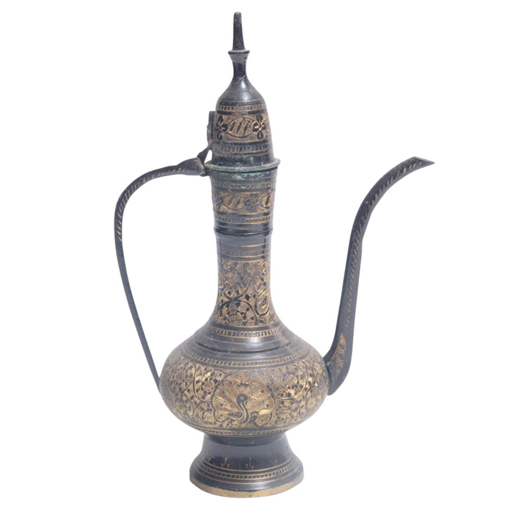 Indo Persian Brass Etched Wine Set