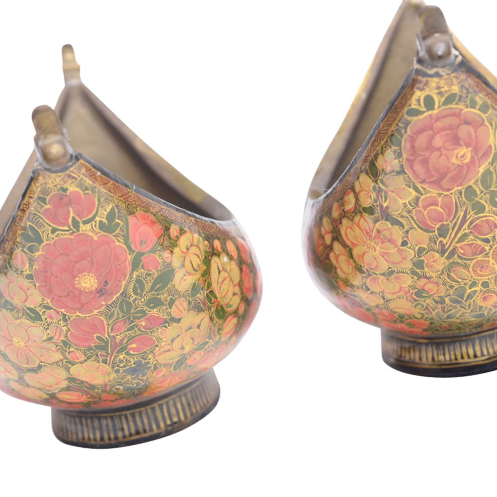 Pair Of Hand Painted Kashmiri Kashkul Bowls