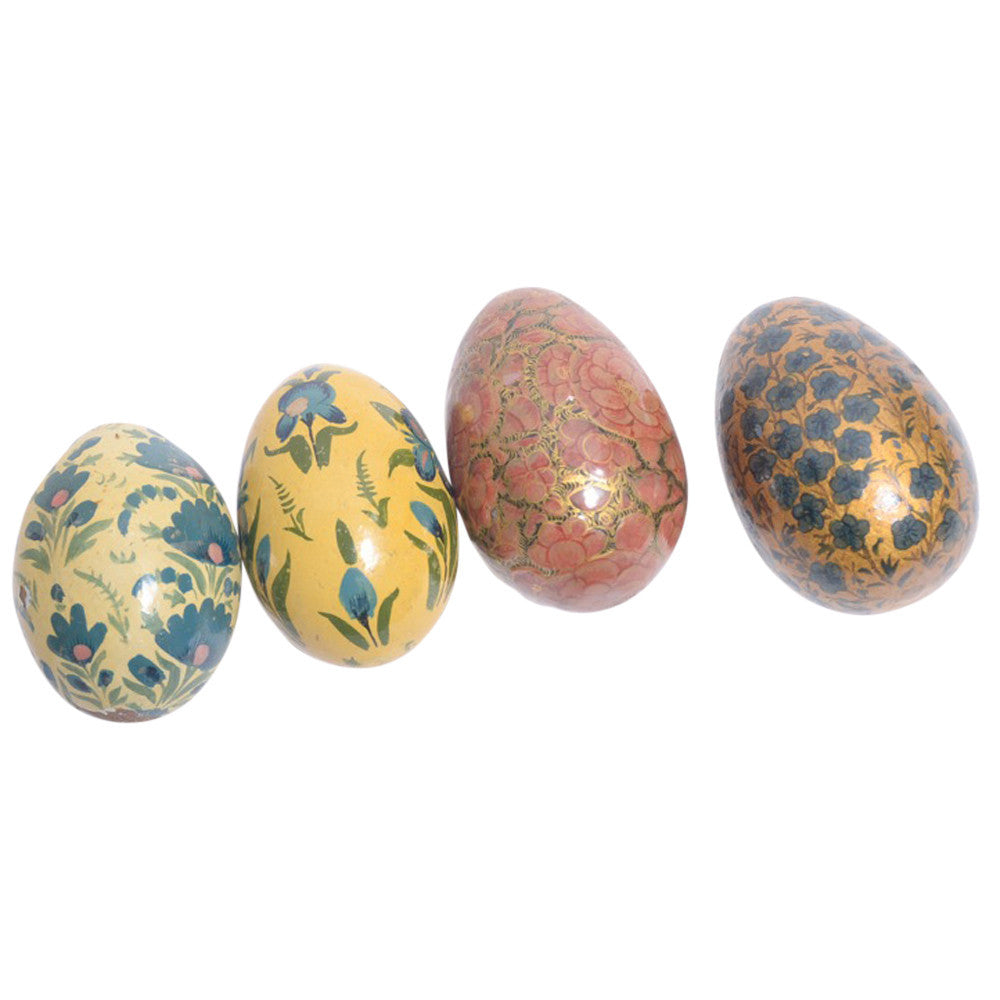 Decorative Kashmiri Hand Painted Eggs, Set Of 4