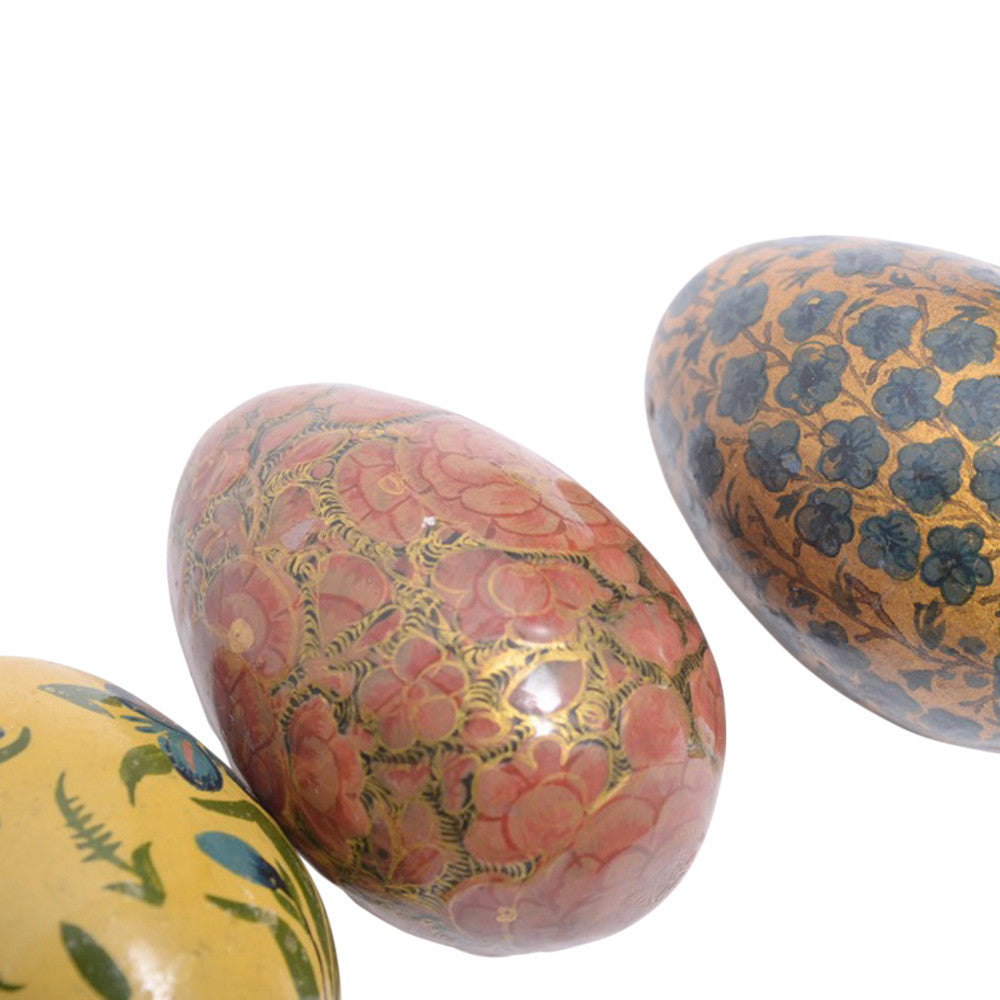 Decorative Kashmiri Hand Painted Eggs, Set Of 4