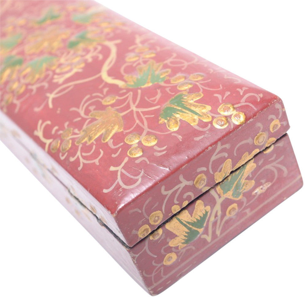 Cherry Red Kashmiri Painted Pencil Box