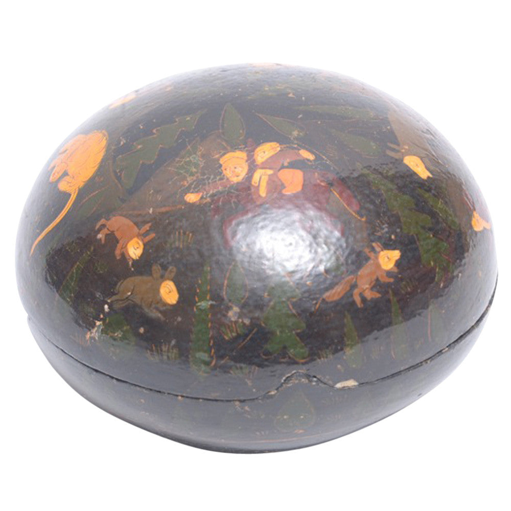 Round Animal Kashmiri Hand Painted Box