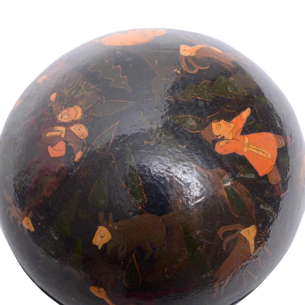 Round Animal Kashmiri Hand Painted Box