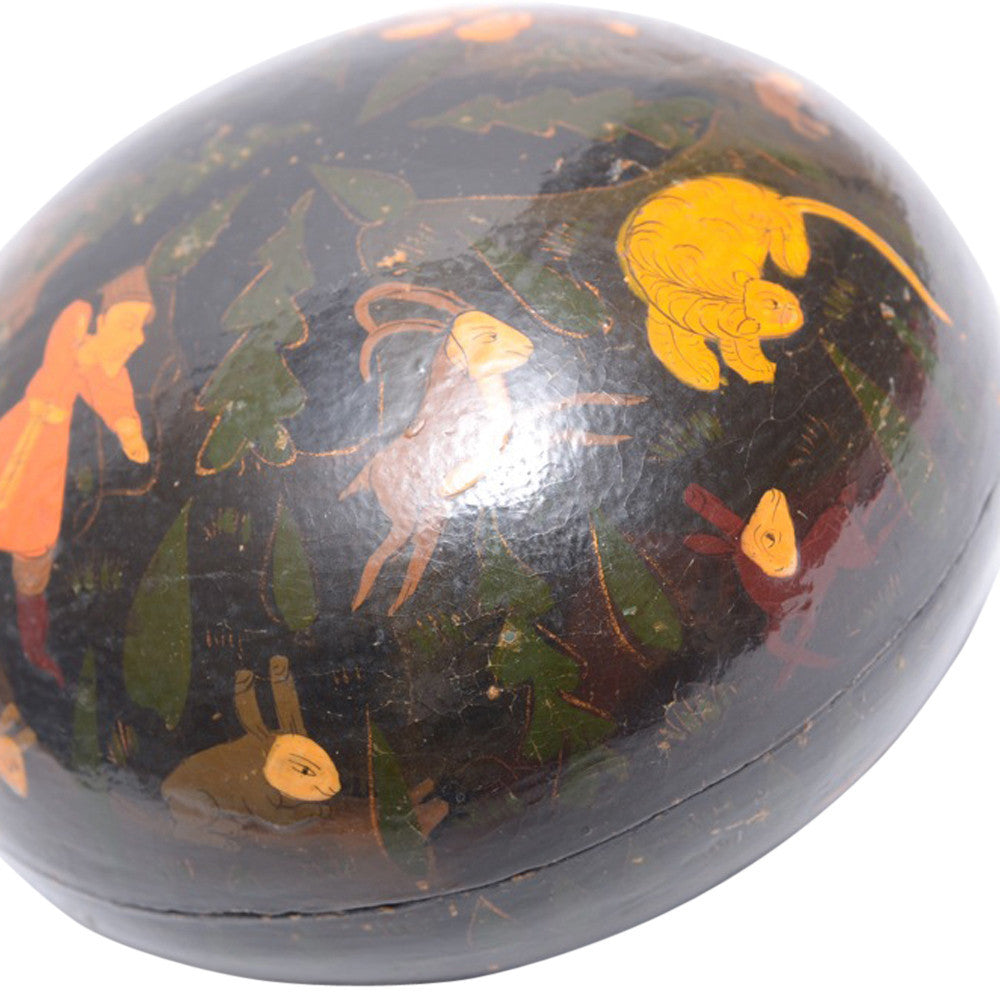 Round Animal Kashmiri Hand Painted Box