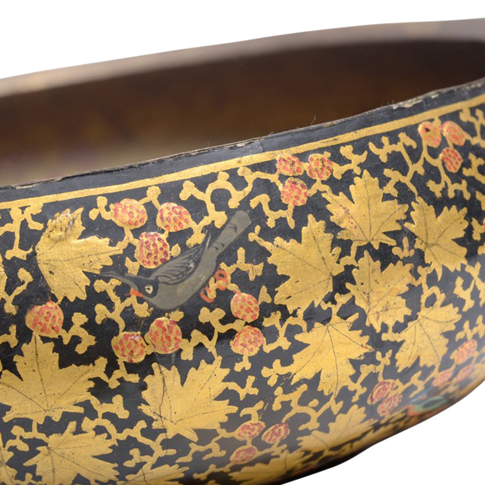 Goldenrod Hand Painted Kashmiri Bowl W/ Brass Lining