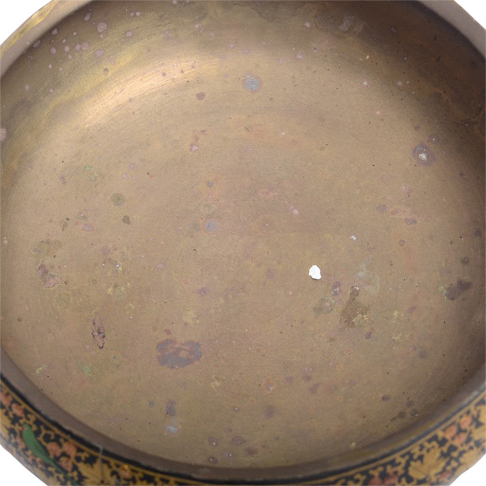 Goldenrod Hand Painted Kashmiri Bowl W/ Brass Lining