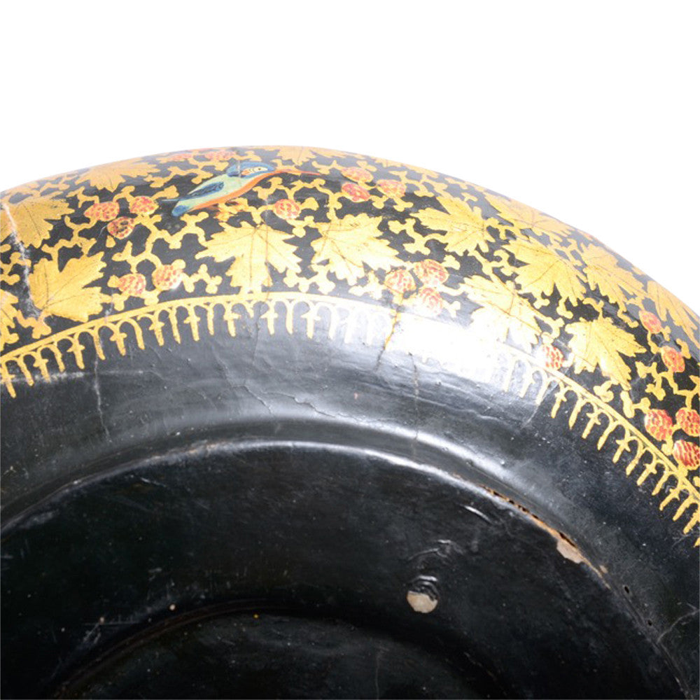 Goldenrod Hand Painted Kashmiri Bowl W/ Brass Lining