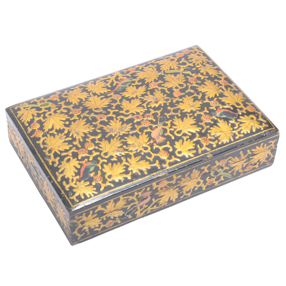 Golden Leaf Kashmiri Hand Painted Box
