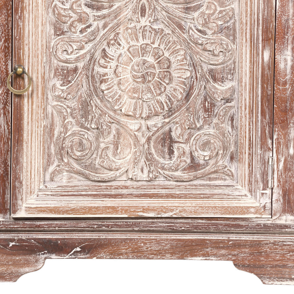 Granada Whitewash Floral Cabinet
