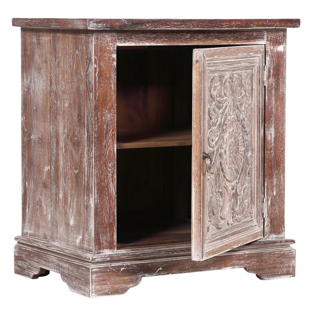 Granada Whitewash Floral Cabinet
