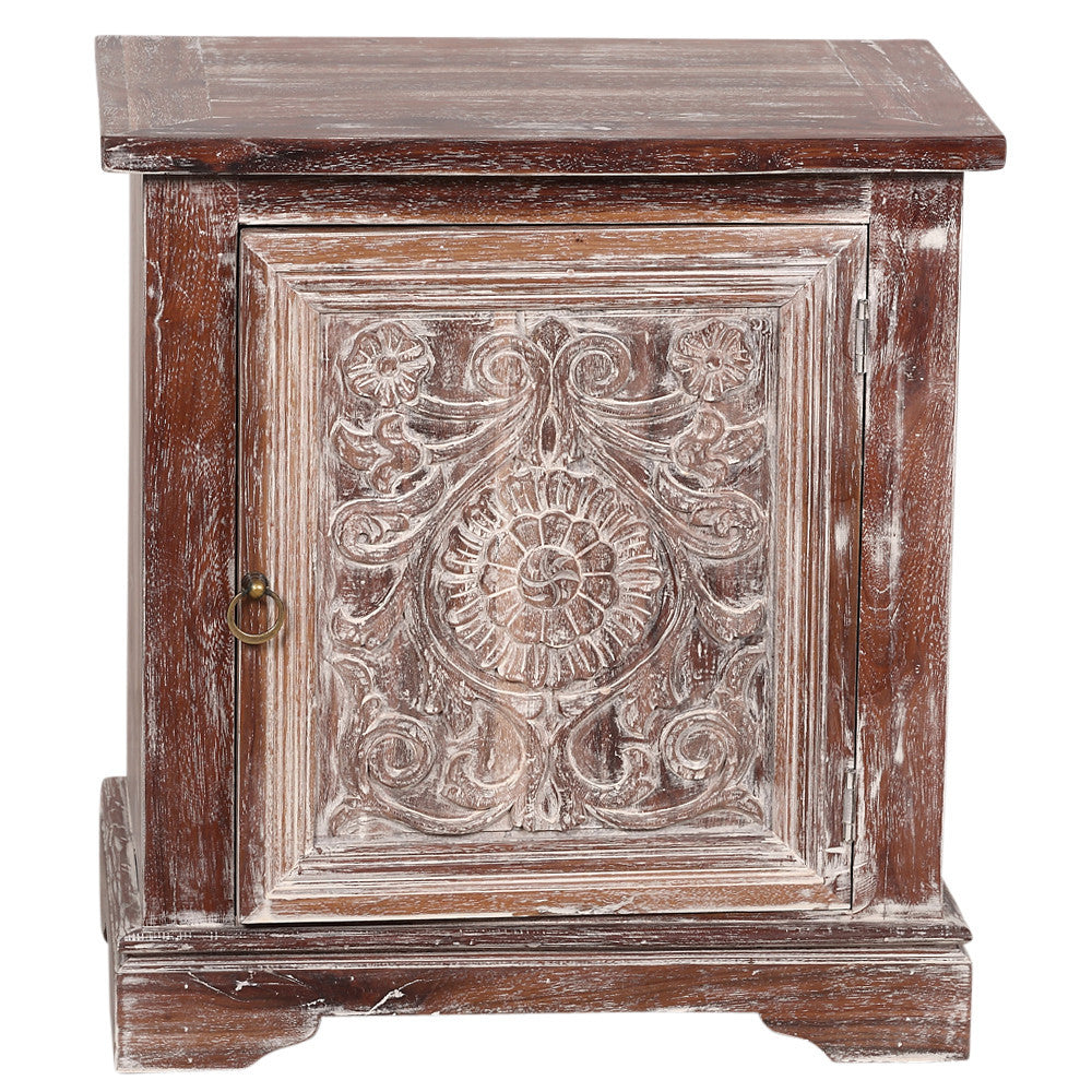Granada Whitewash Floral Cabinet