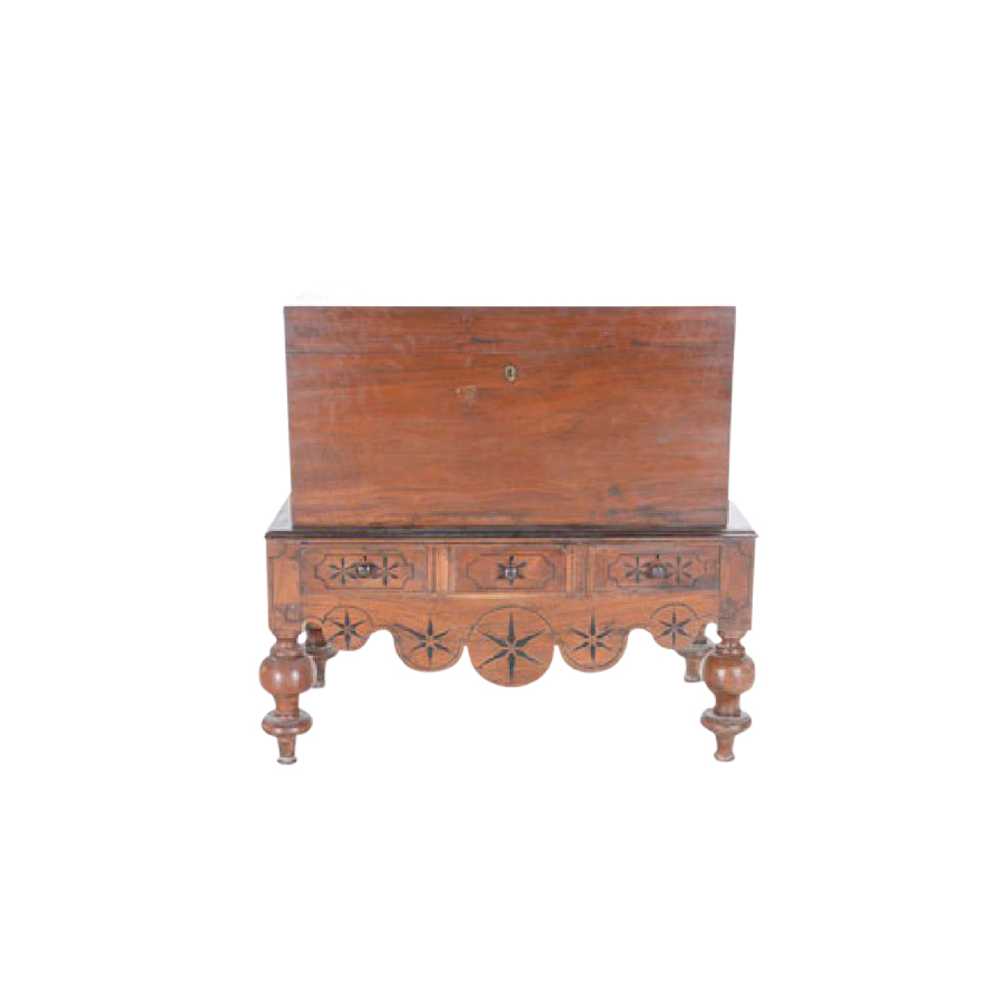 19th Century Dutch Colonial Trunk On Stand