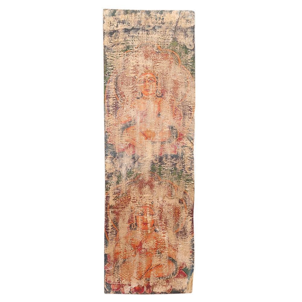 Aged Painted Buddha Wall Panel