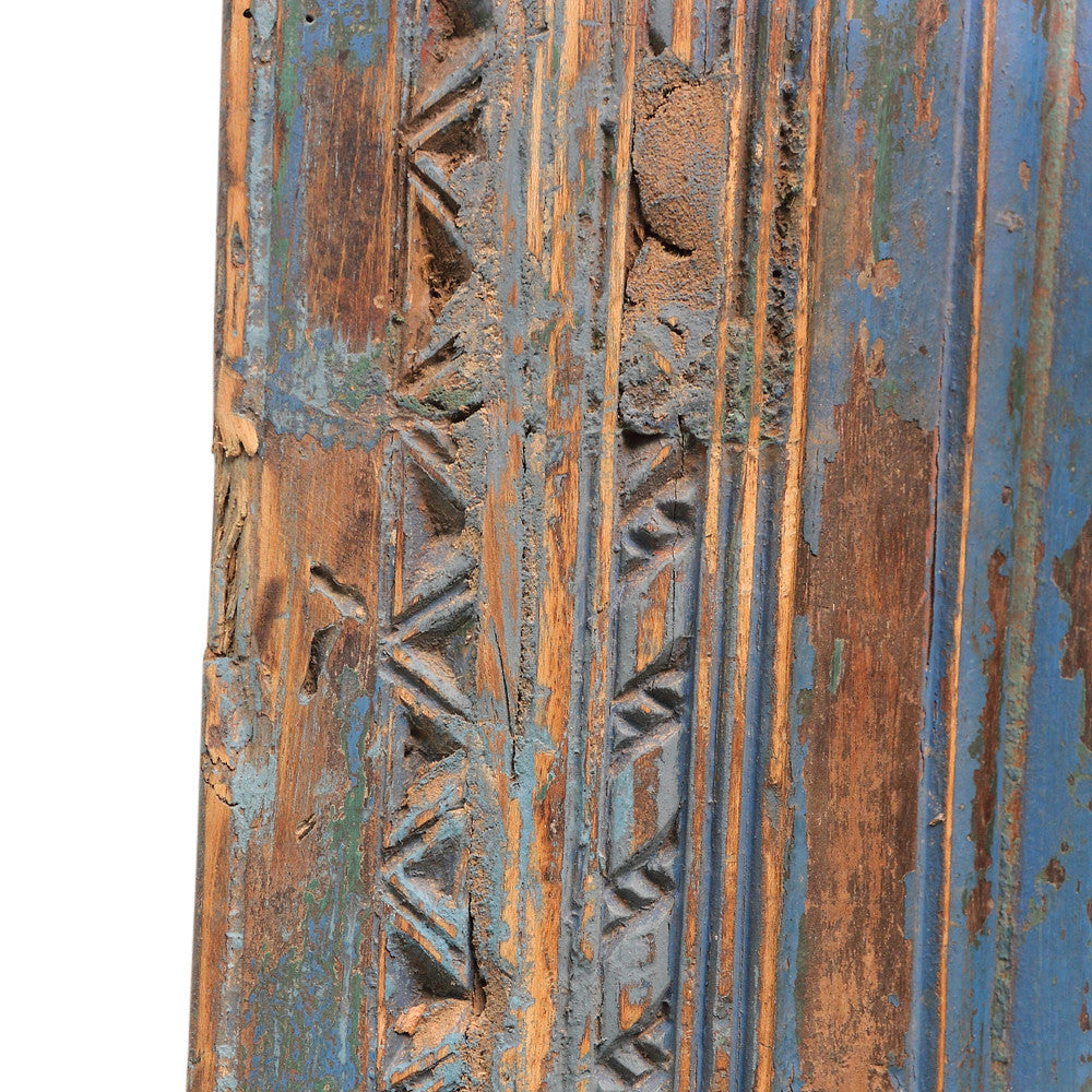 Aged Turquoise Carved Wall Panel