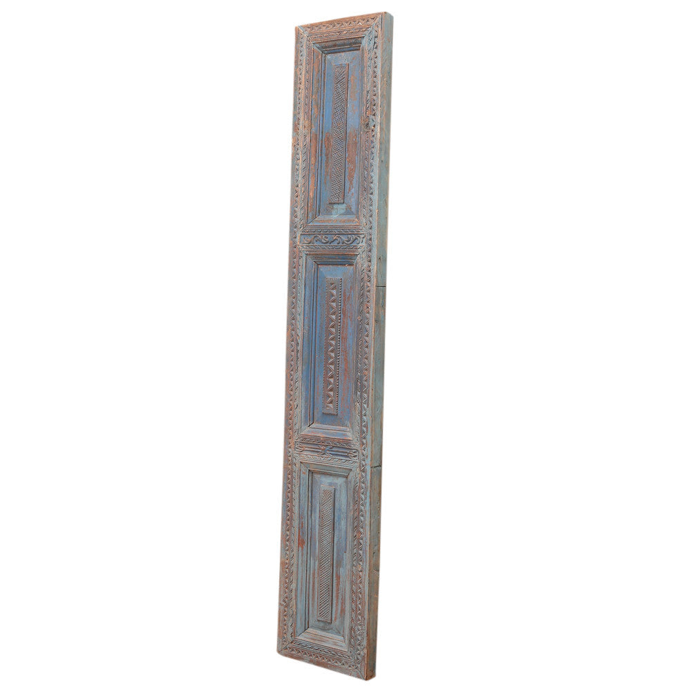 Aged Turquoise Carved Wall Panel
