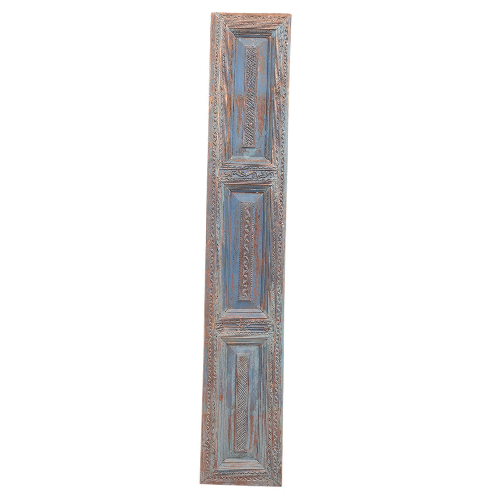 Aged Turquoise Carved Wall Panel