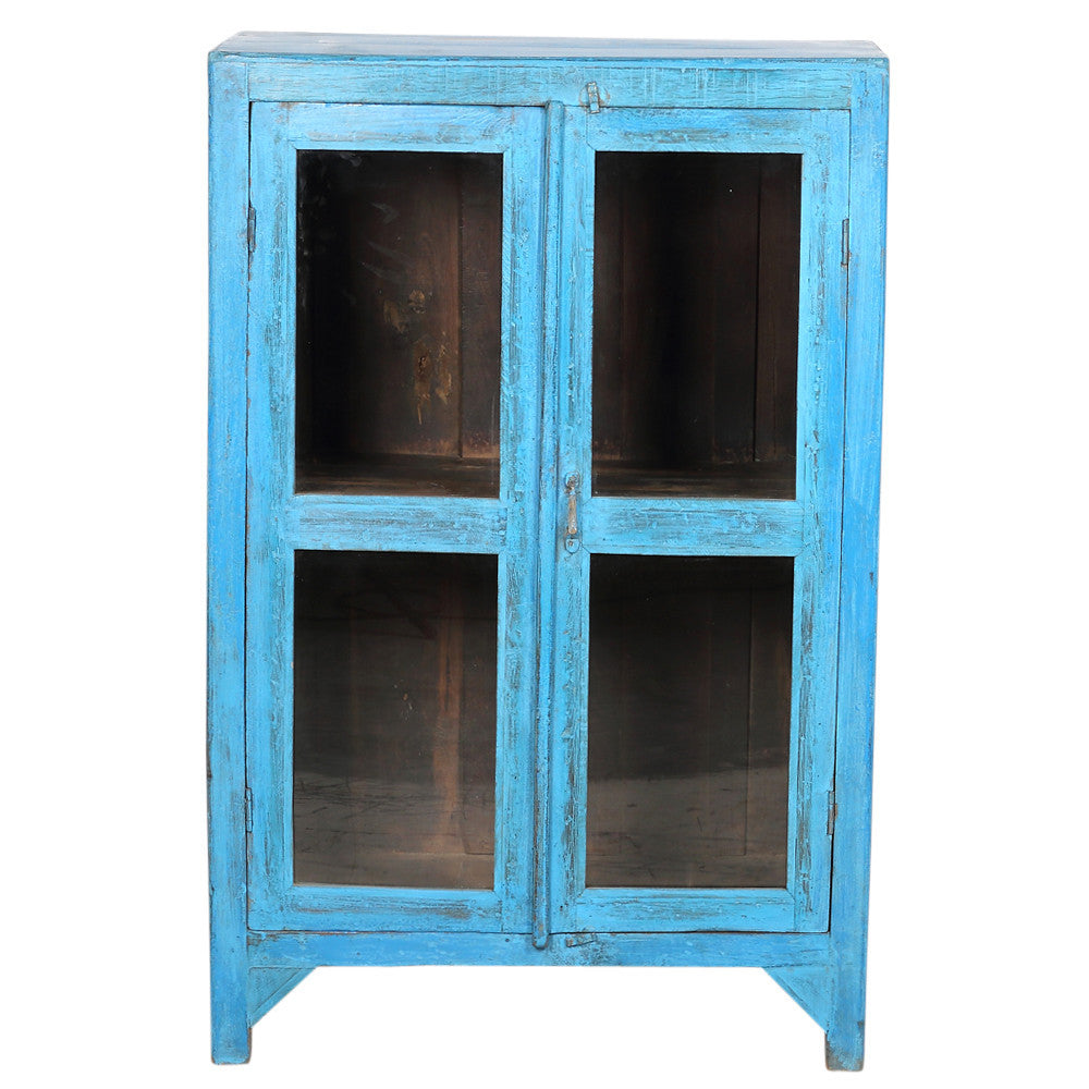 Blue Glass Paneled Cabinet