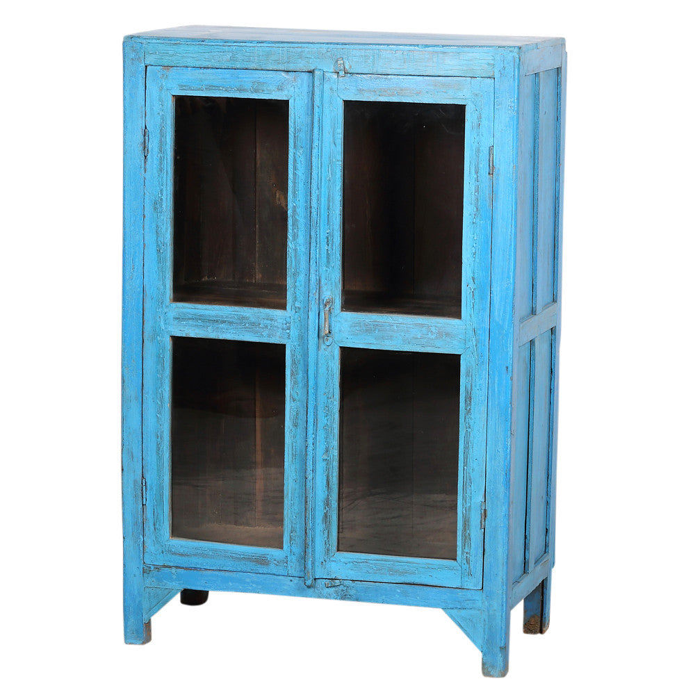 Blue Glass Paneled Cabinet