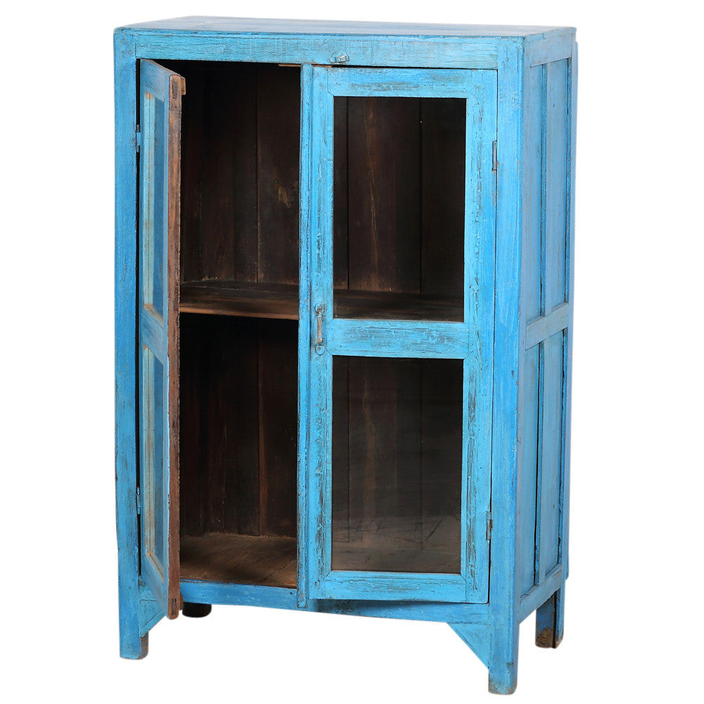 Blue Glass Paneled Cabinet