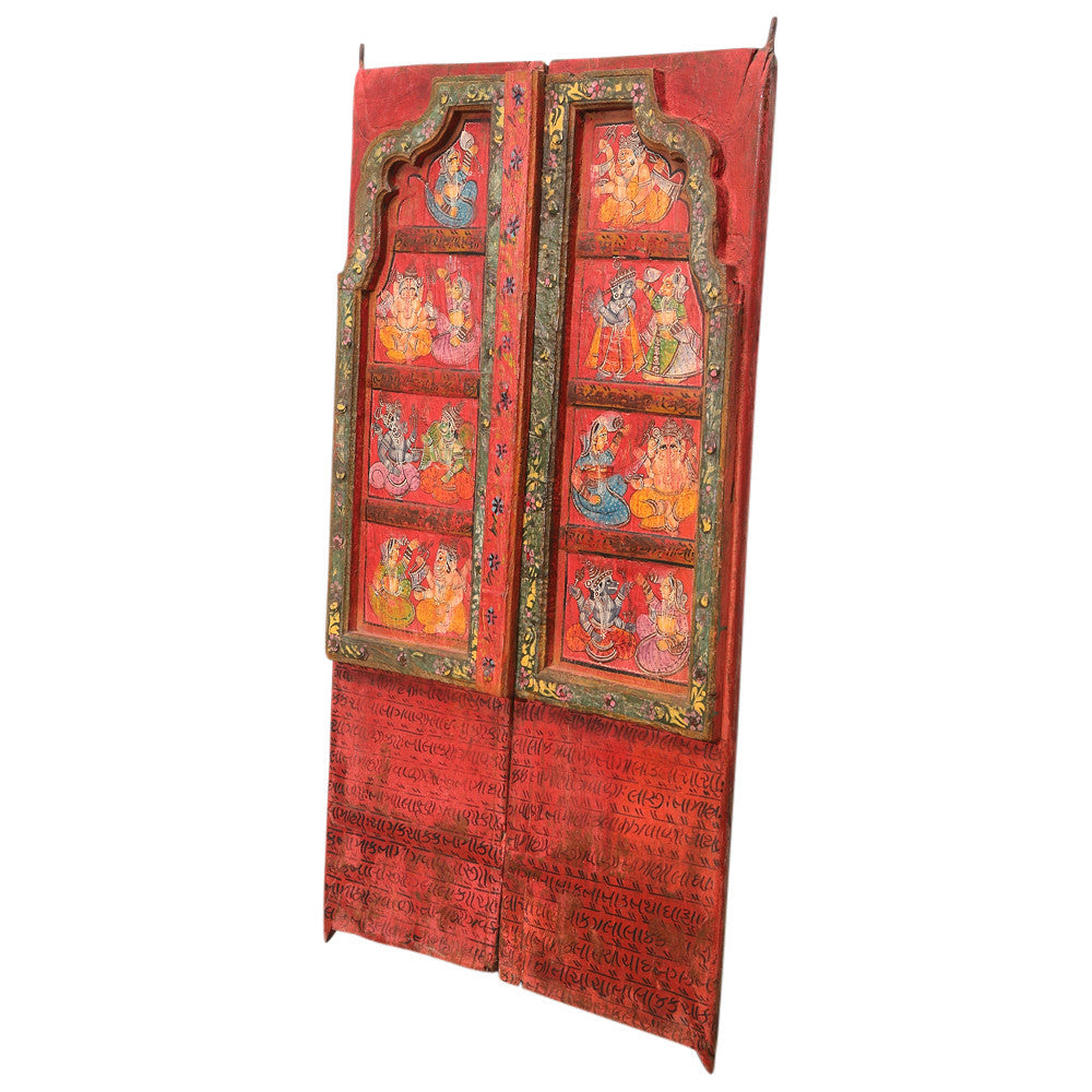 Folk Red Painted Mandawa Door