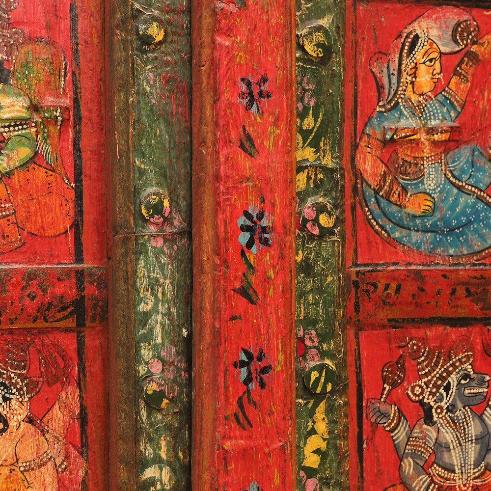 Folk Red Painted Mandawa Door