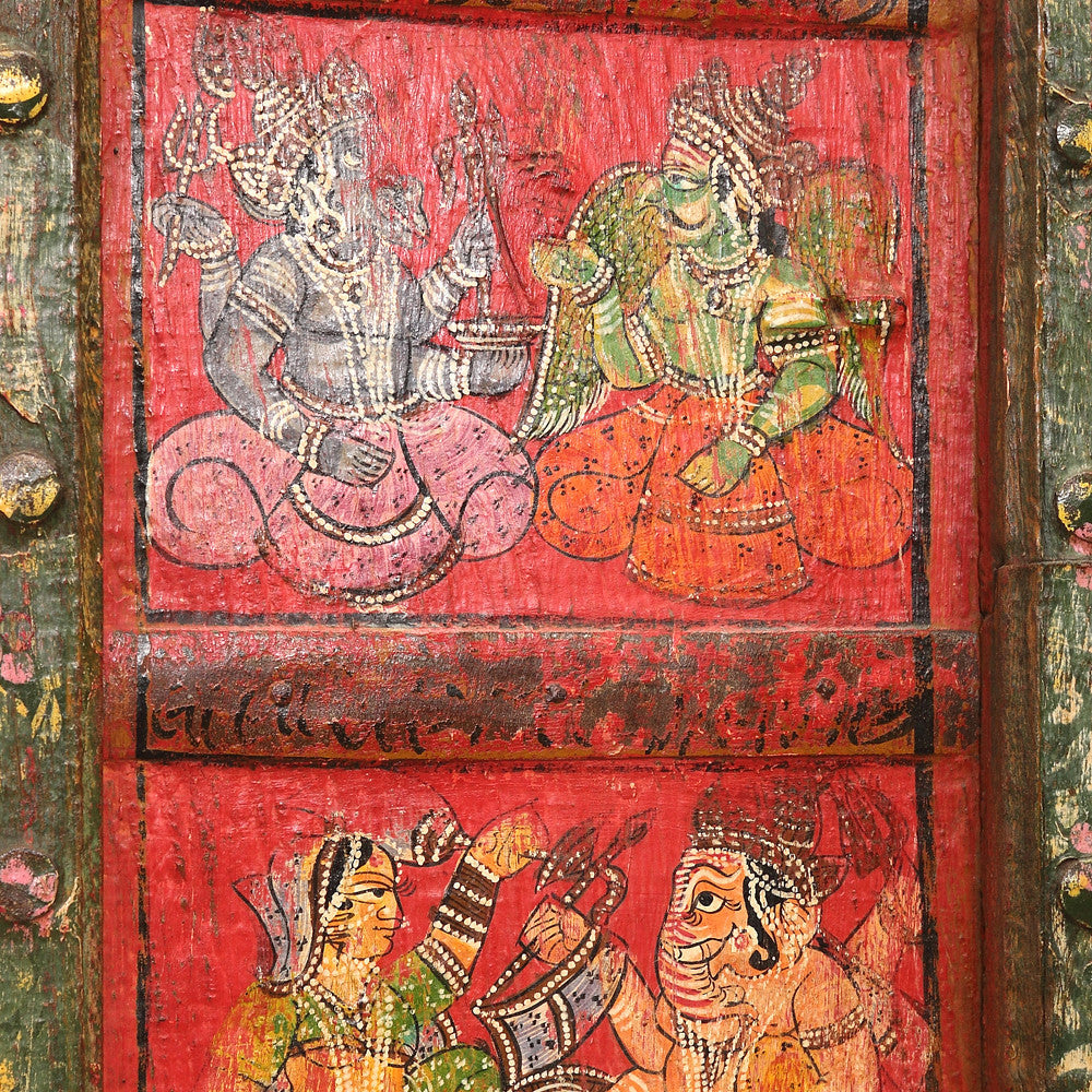 Folk Red Painted Mandawa Door