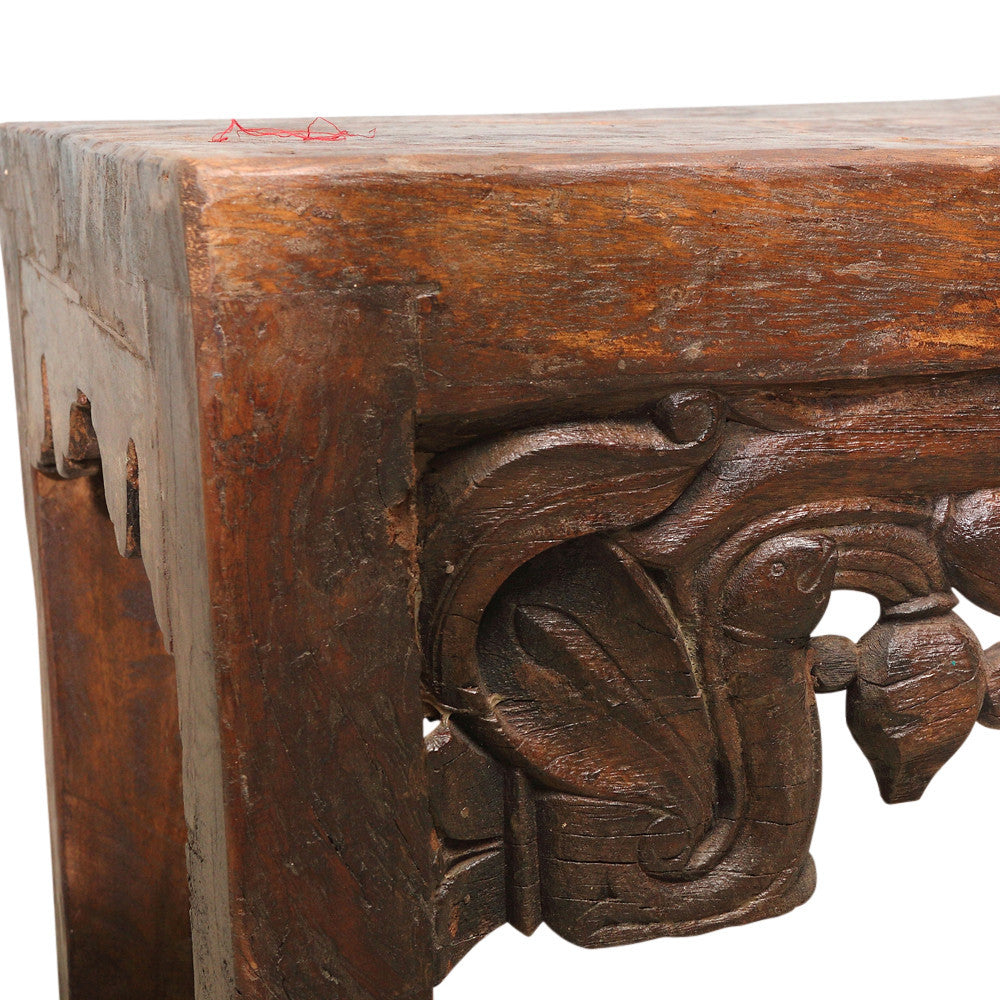 Carved Teak Raven Bench