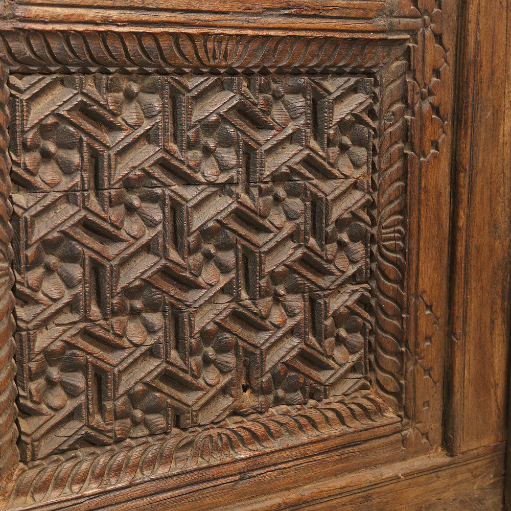 Antique Indian Jharoka Carved Mirror