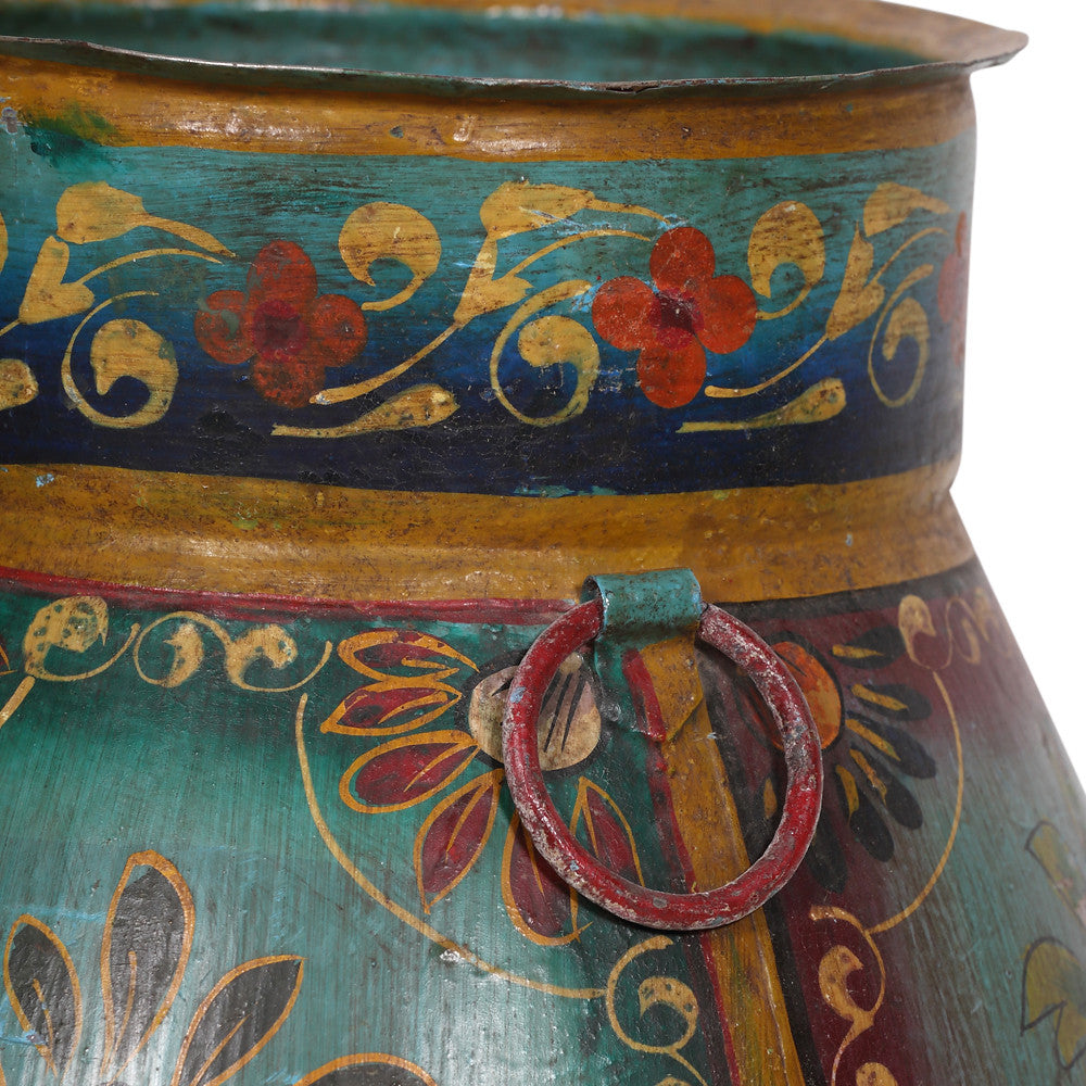 Turquesa Floral Painted Vase