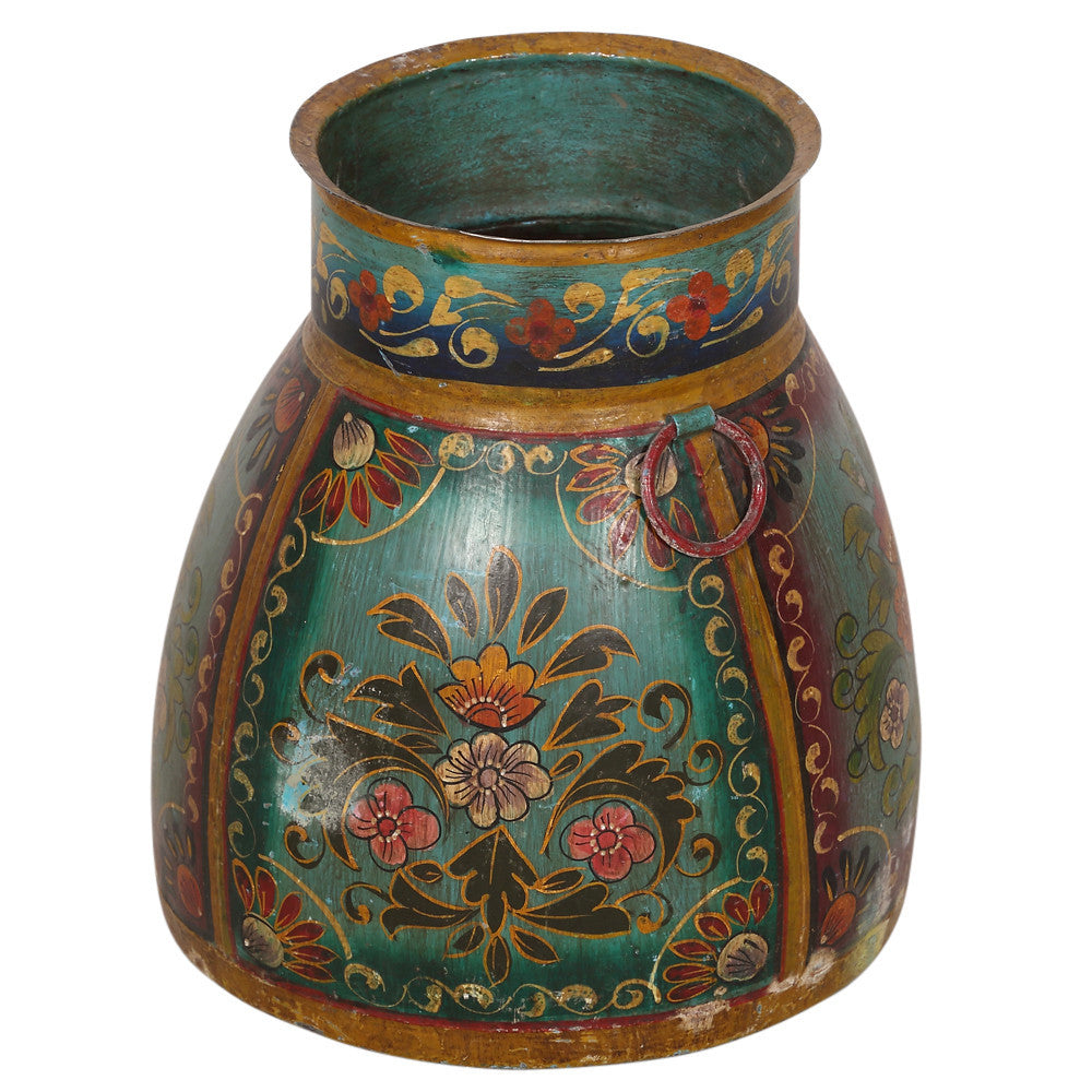Turquesa Floral Painted Vase
