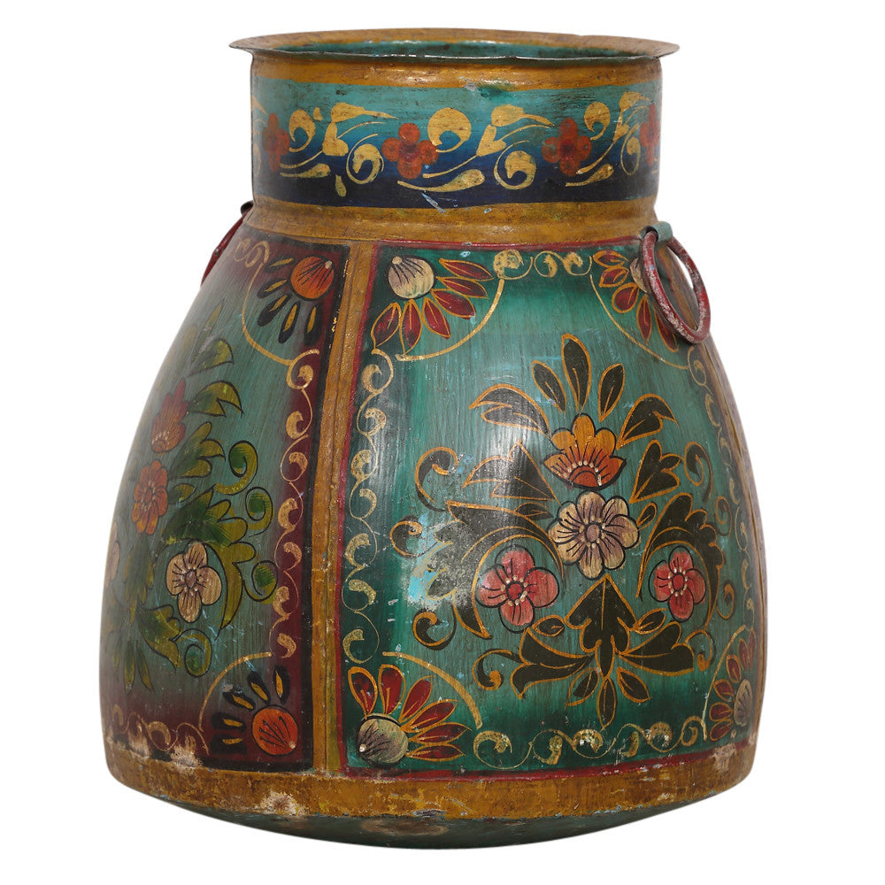 Turquesa Floral Painted Vase