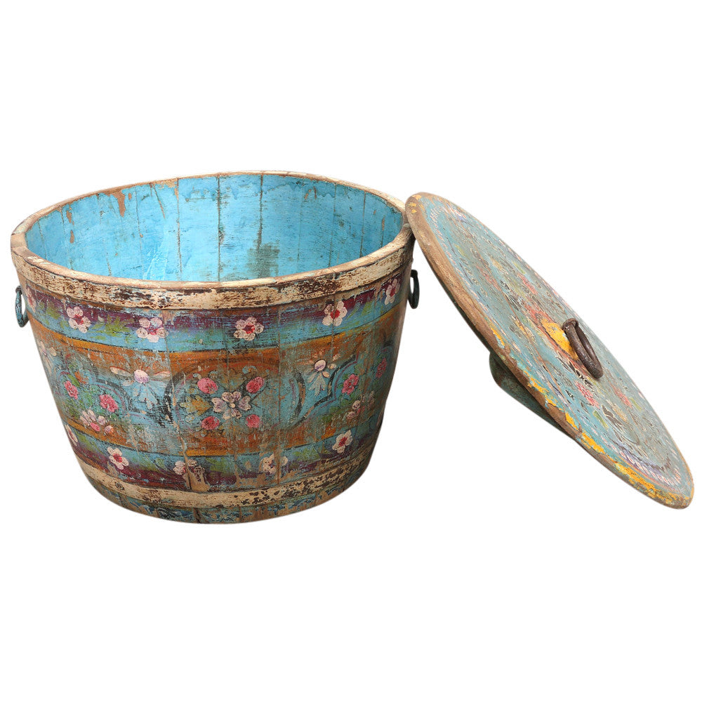 Powder Blue Grain Bucket With Lid