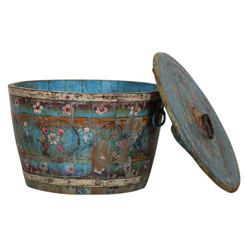 Powder Blue Grain Bucket With Lid