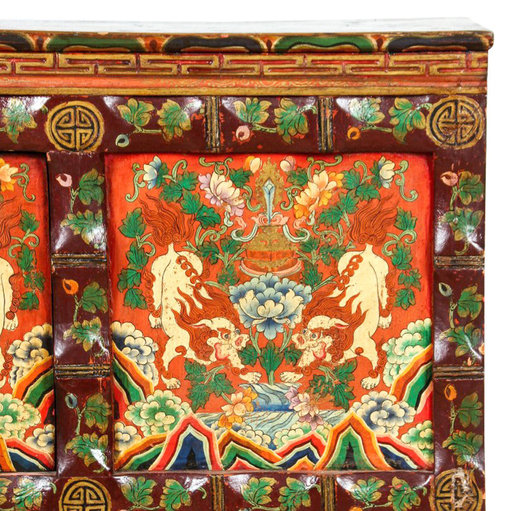 19th Century Painted Monastery Cabinet