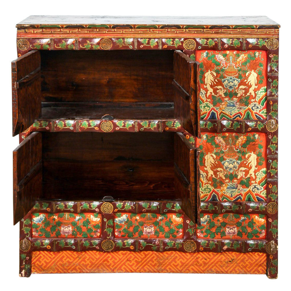 19th Century Painted Monastery Cabinet