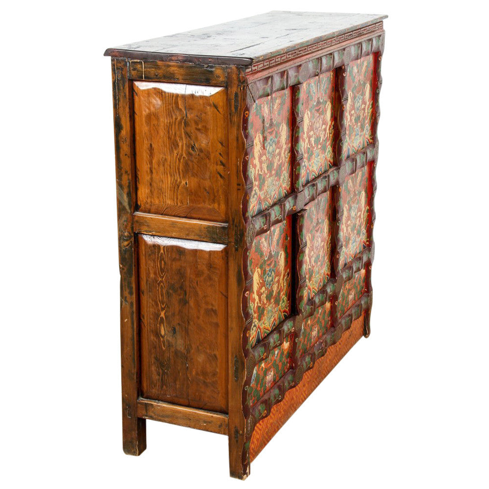 19th Century Painted Monastery Cabinet