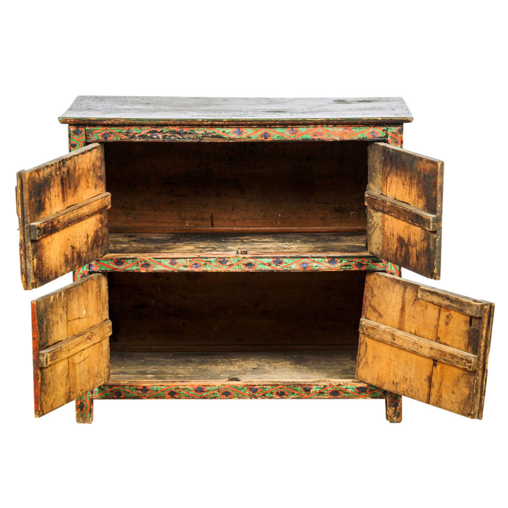 Antique Tibetan Floral Cabinet