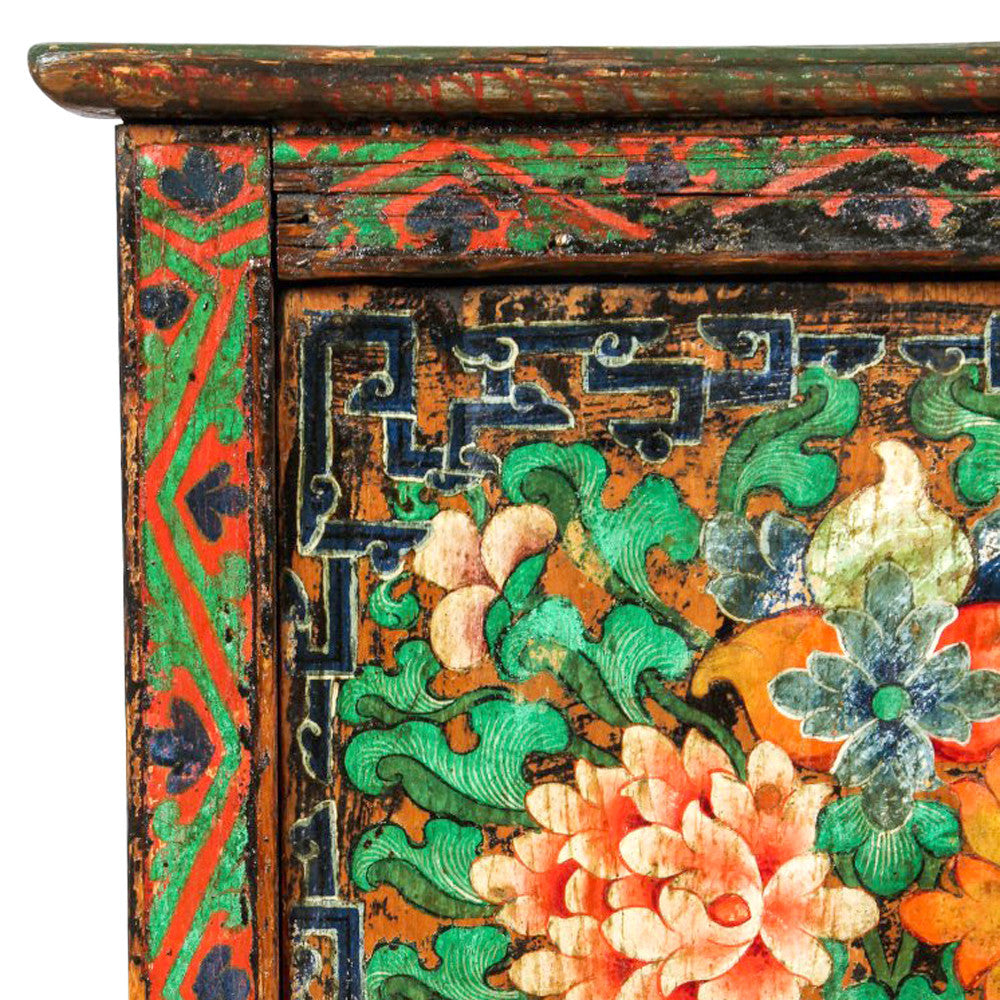 Antique Tibetan Floral Cabinet